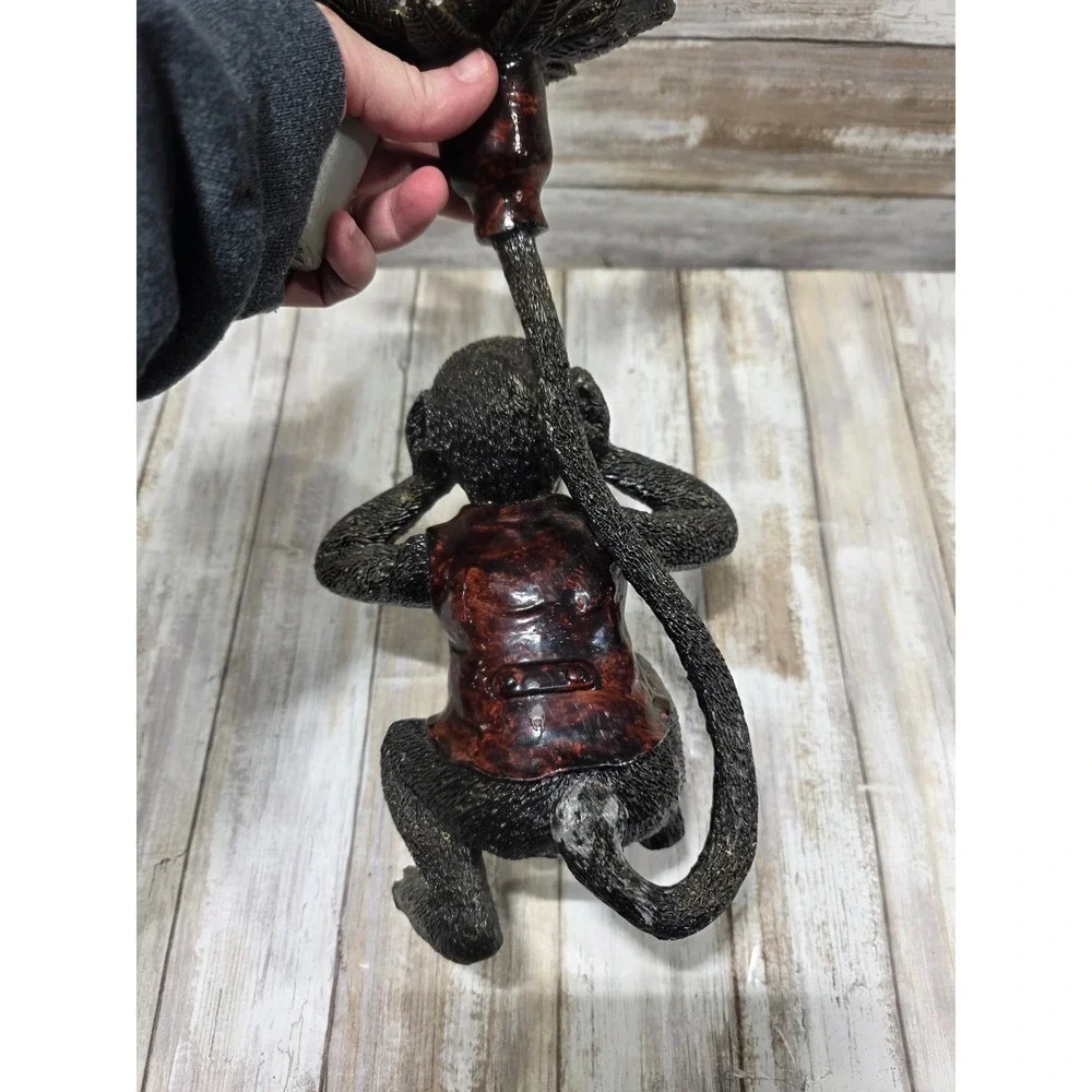 Monkey Candle Holder See No Evil‎ Figurine Statue Rustic Home Decor MCM